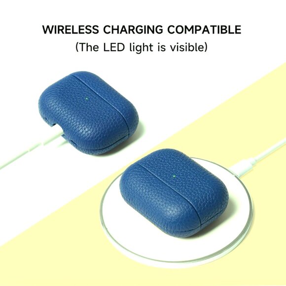 NWT PEACOCK BLUE Pebble Leather Case for Apple Airpods Pro 2 - Picture 7 of 7